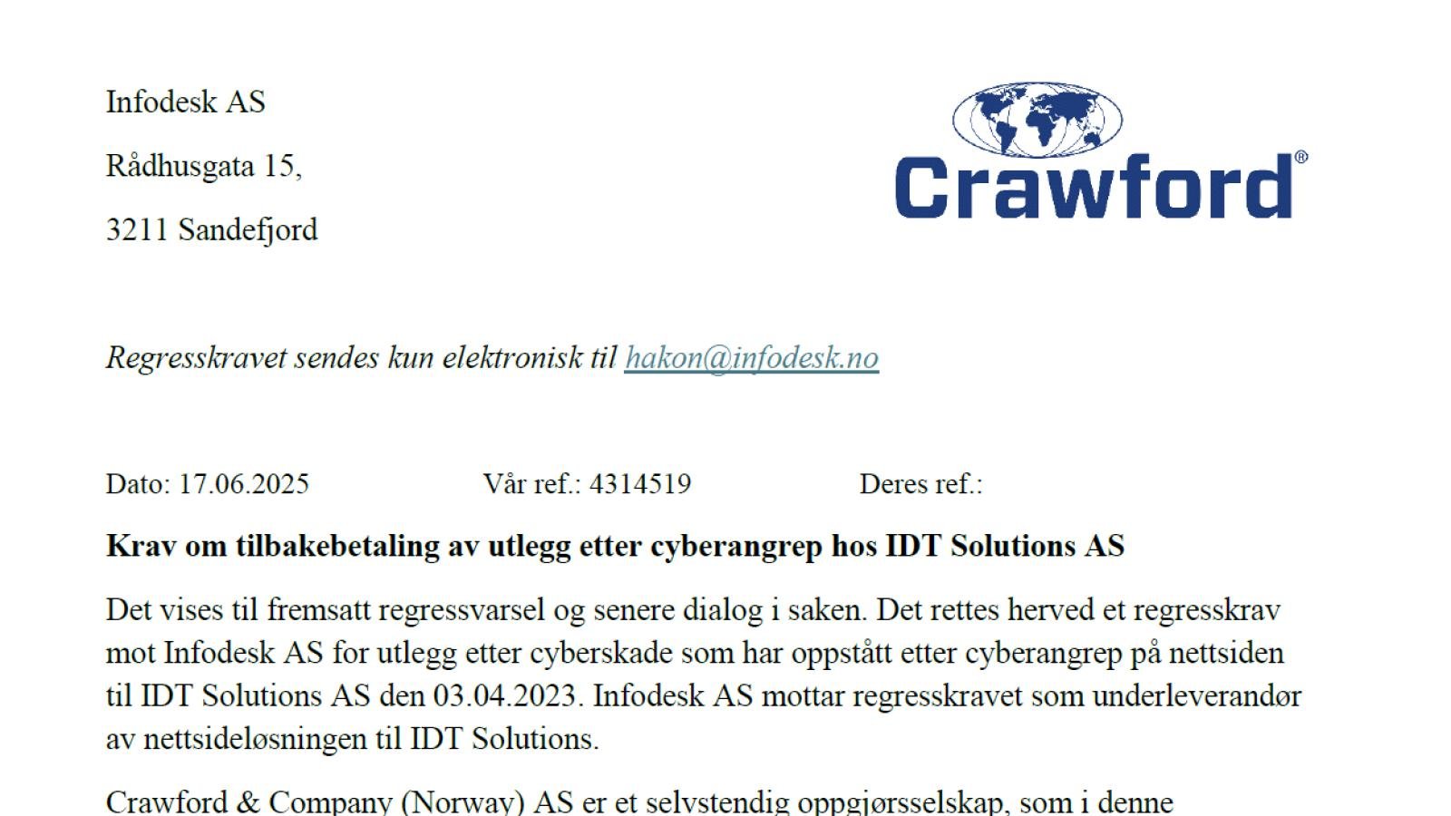 InfoDesk politianmelder IDT Solutions AS – hevder forsikringssvindel
